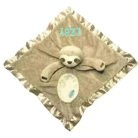 Douglas Baby Lovey Security Blanket Racoon Tan Gingham Check Izey - Picture 1 of 5